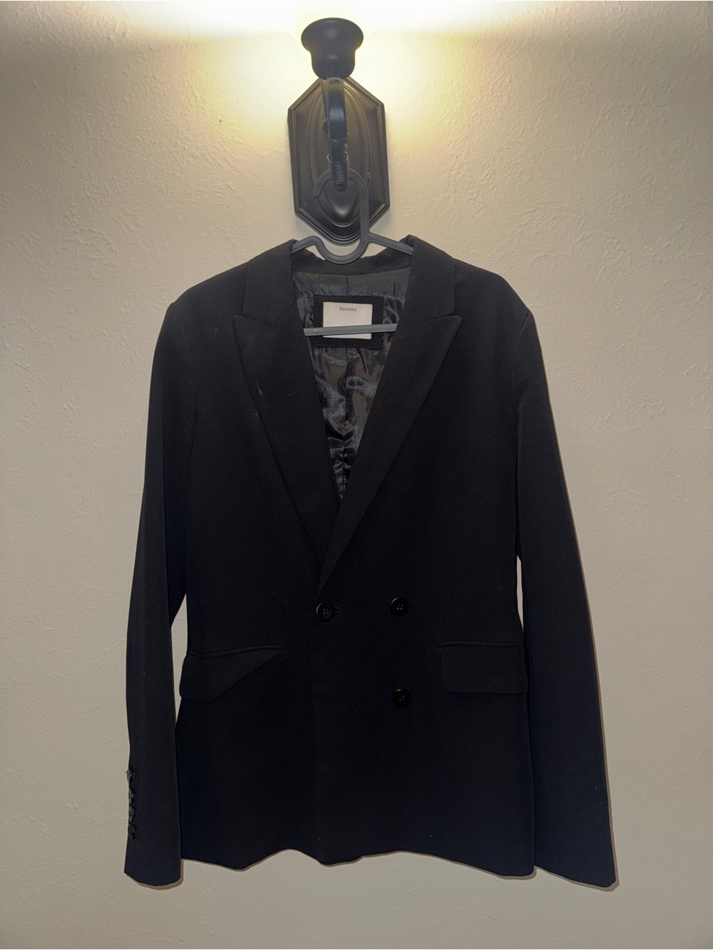 Bershka Black Double-Breasted Blazer